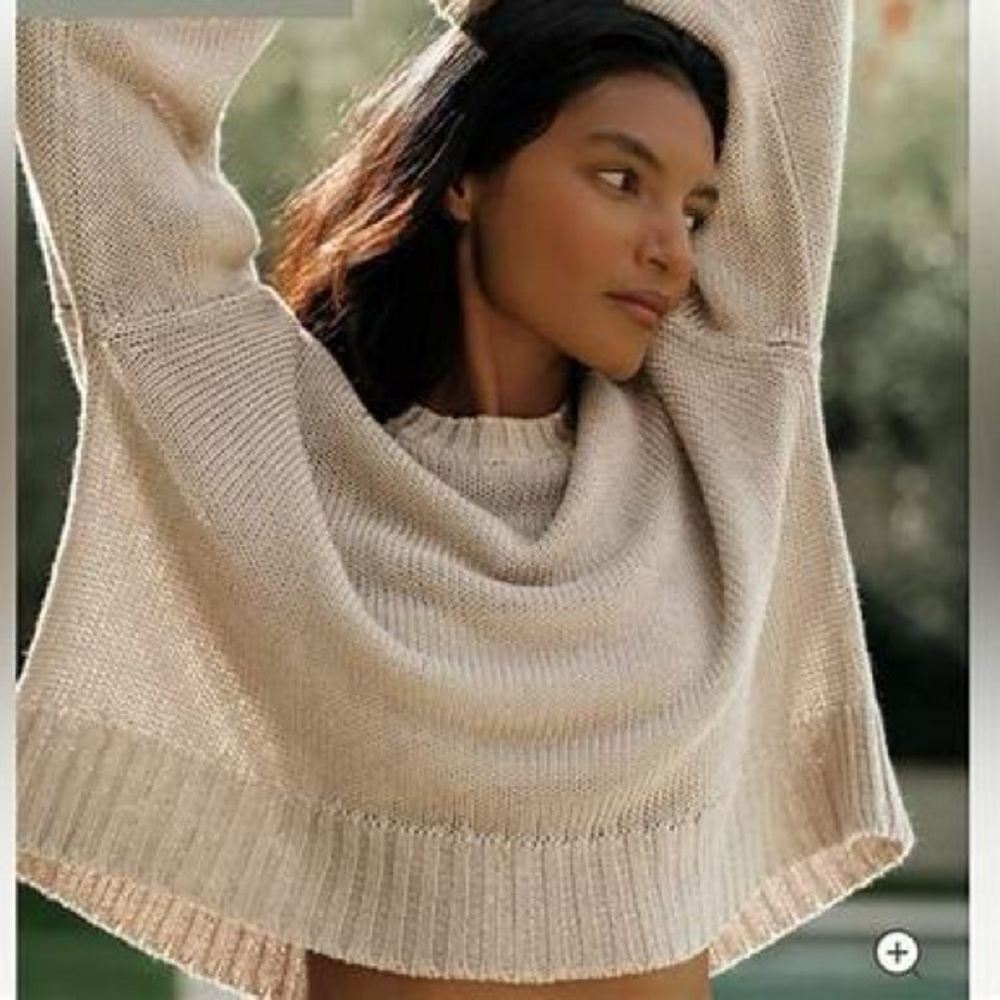 Jenni Kayne Cropped Linen Crewneck Sweater